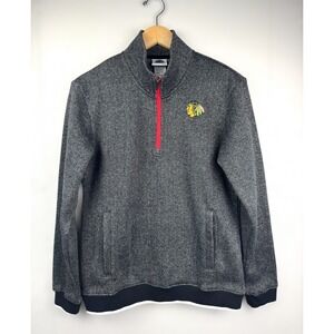 Chicago Blackhawks Women's Small 4/6 NHL Hockey Herringbone 1/4 Zip Sweatshirt